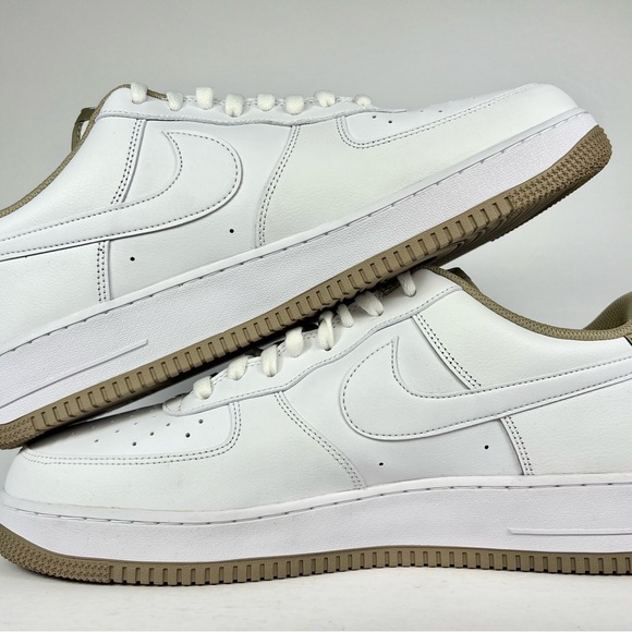 Nike Air Force 1 ‘07 Low White Khaki Men’s Sneakers Size 15 - Picture 7 of 10